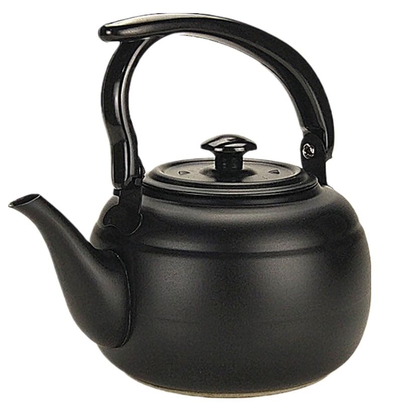 ティーポット やかん お茶を淹れるポット 2リットル大容量 ステンレス製 広口 絶縁ハンドル おしゃれ 調理器具 お手入れ簡単 ガス火・IH対応 アウトドア・家庭用・業務用 (2 L,ブラック)｜日用雑貨NEWPRODUCT