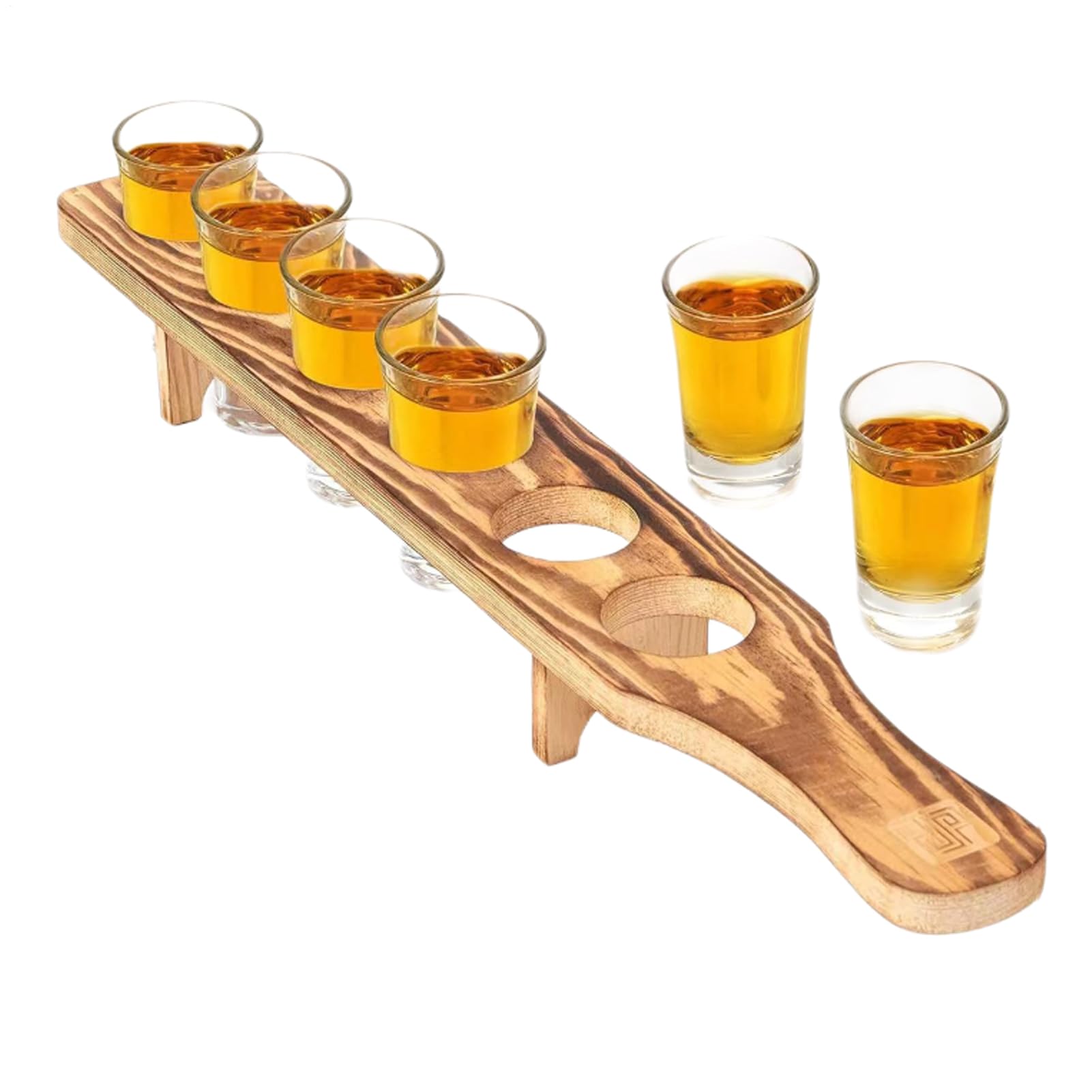 バーガラスサービングトレイ - テキーラショットホルダー、木製飲料ラック|カップディスプレイオーガナイザーセレブレーションパーティー、レストランホームテイスティングカウンターシェルフイベントのセットアップの素朴なドリンクスタンド｜日用雑貨NEWPRODUCT
