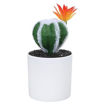 6.3"x2.4"人工サボテン フェイク開花サボテン装飾 フェイク多肉植物 プラスチックポット付き 屋内室内装飾用 緑｜日用雑貨NEWPRODUCT