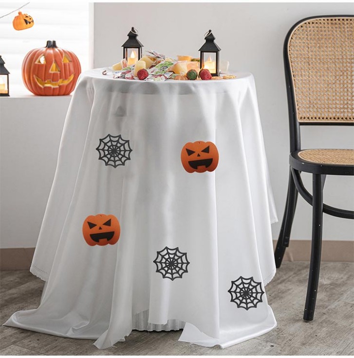 ハロウィン テーブルクロス 飾りつけ 佇まい 白 生きすだま かぼちゃ 早見表つや消し ちゃぶ台 勉強机つや消し つや消し ちゃぶ台取りまかなう ハロウィン寄り合い でき事 室内装飾 かざり付ける 大判