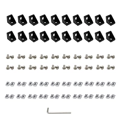 2020 シリーズアルミニウムプロファイルコネクタセット、20個角ブラケット+40個 M5 T-スロットナット+40個 M5x8mm六角ソケットキャップボルト6mm用アルミプロファイルアクセサリー｜日用雑貨NEWPRODUCT