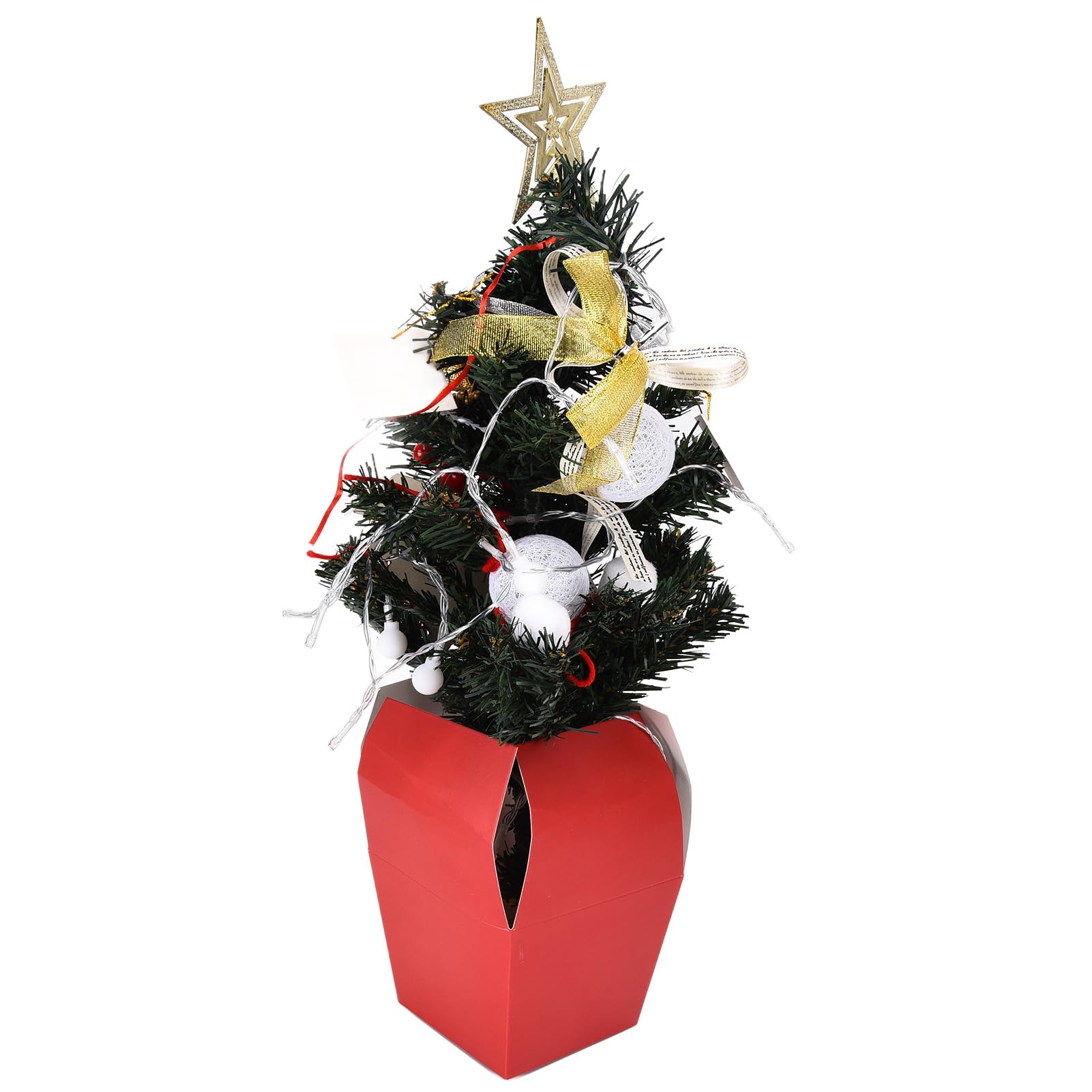 19.6インチの大型人工ミニクリスマスツリー、暖色系ライトと吊り下げオーナメント付き、DIYクリスマスデコレーション用｜日用雑貨NEWPRODUCT