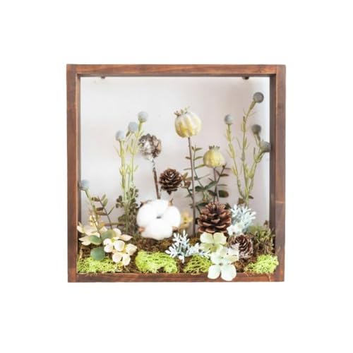 ウォールグリーン 壁掛けフェイクグリーン 木枠フレーム造花インテリア 観葉植物風エアープランツ装飾 アンティーク調人工プラント 室内おしゃれ壁面装飾 新築祝いギフト対応|日用雑貨NEWPRODUCT