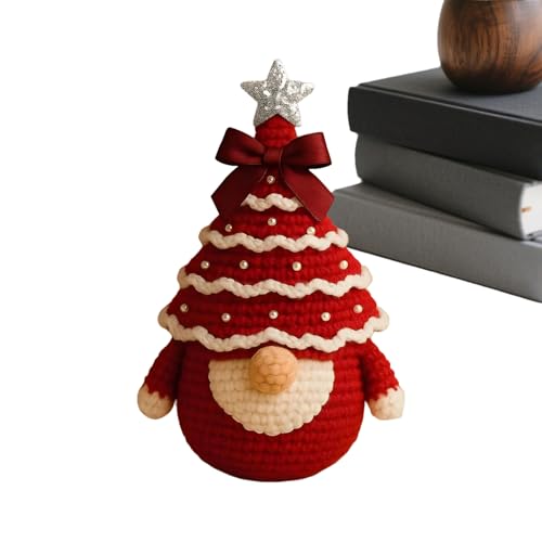 クリスマス初心者向け編み物キット - クリスマスツリーとノームの完全セット - 手作りストレス解消ニット 学校プロジェクト 大人向けパーティーフェイバー 庭でのリラックス アート教師向け|日用雑貨NEWPRODUCT