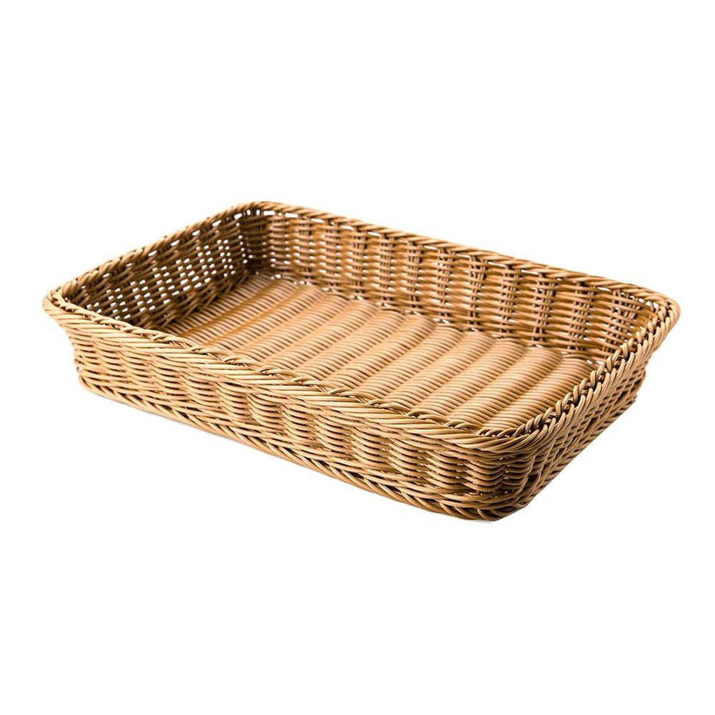 収納バスケット 柳藤編手 長方形 40 x 28.5 x 7cm 手編みバスケット 洗えるバスケット 野菜バスケット PP製収納かご 籐風 ベーカリー ディスプレイ パンかご 和風収納 バスケット オーバル パン 果物 雑貨｜日用雑貨NEWPRODUCT
