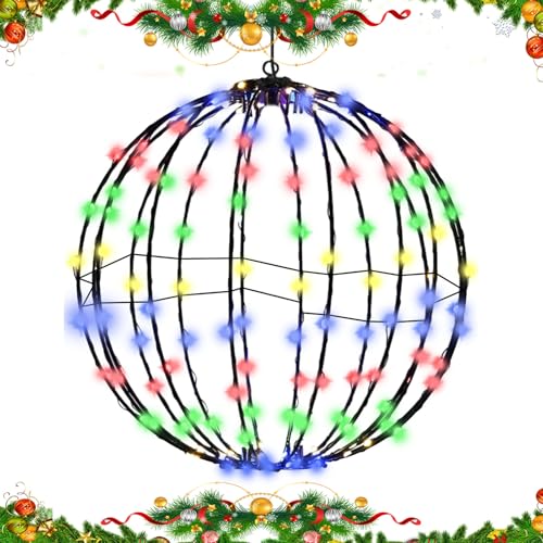 クリスマスライトボール | 屋外用折りたたみ式クリスマスライトボール - ツリー パティオ ガーデン ポーチ 室内 夜間 庭園 ホリデー フェスティブ グローブ飾り｜日用雑貨NEWPRODUCT