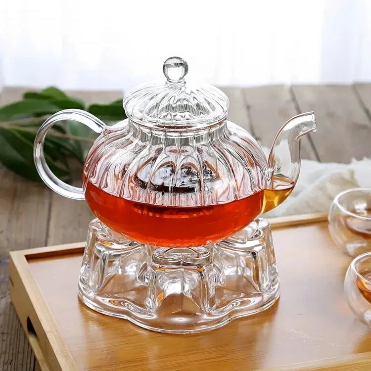 カボチャ直火 耐熱ガラス ティーポット ガラス ガラスポット ガラス急須 モール 茶こし付き 紅茶ポット|日用雑貨NEWPRODUCT