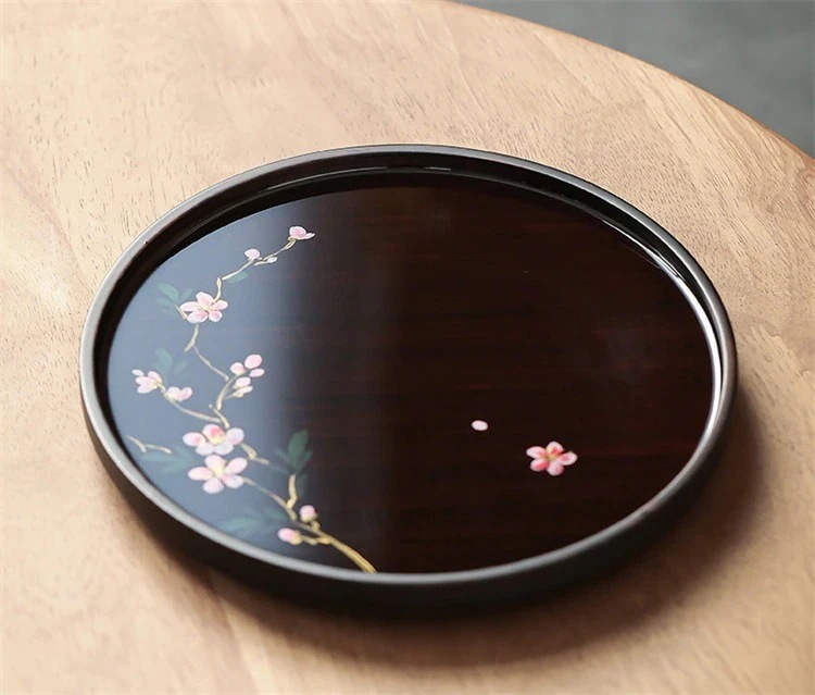 手描き アジサイ トレイ の風 家庭用 竹製壺 承円 茶托 式茶器 レトロ 乾泡台 トレンド｜日用雑貨NEWPRODUCT