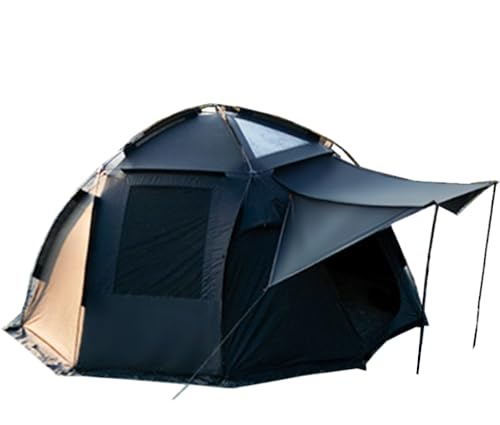 半球状大型テント 460*460*240cm 10-15人用 大型テント アルミポール 黒UVカット加工 耐水圧5000mm イベント 家族 グループキャンプ 煙突口付き 洋風格子窓 前室付き キャノピーテント|日用雑貨NEWPRODUCT