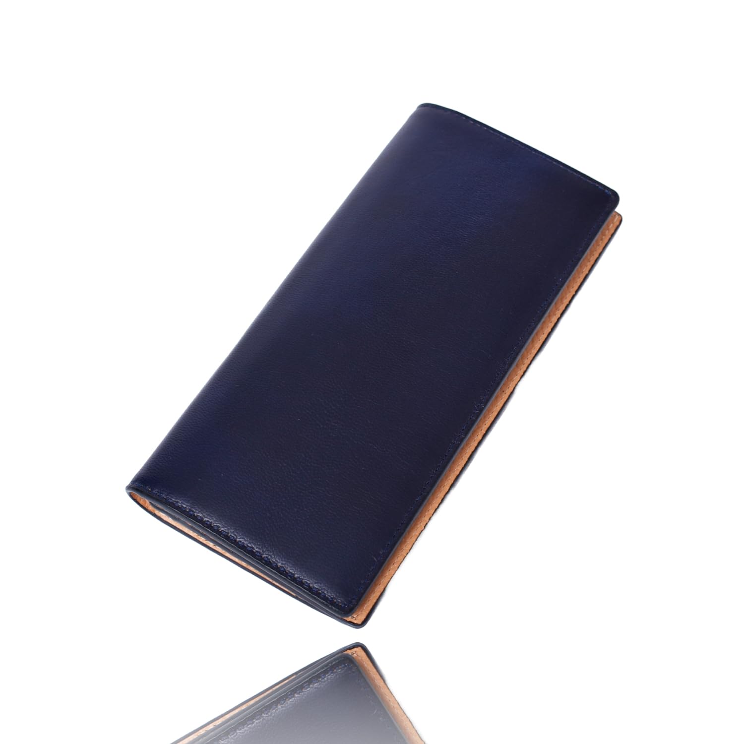 長財布 メンズ ゴートレザー 本革 かぶせ 折りたたみ 札入れ スキミング防止 RFID 大容量 薄型 ゴート 山羊革 ヤギ革 スプリットレザー メンズ財布 折り財布 軽い 本皮 二つ折り スリム シンプル 折り畳み 牛床革 多収納 薄い 革 男性 紳士 人気 ギフト 【ネイビー】｜日用雑貨NEWPRODUCT