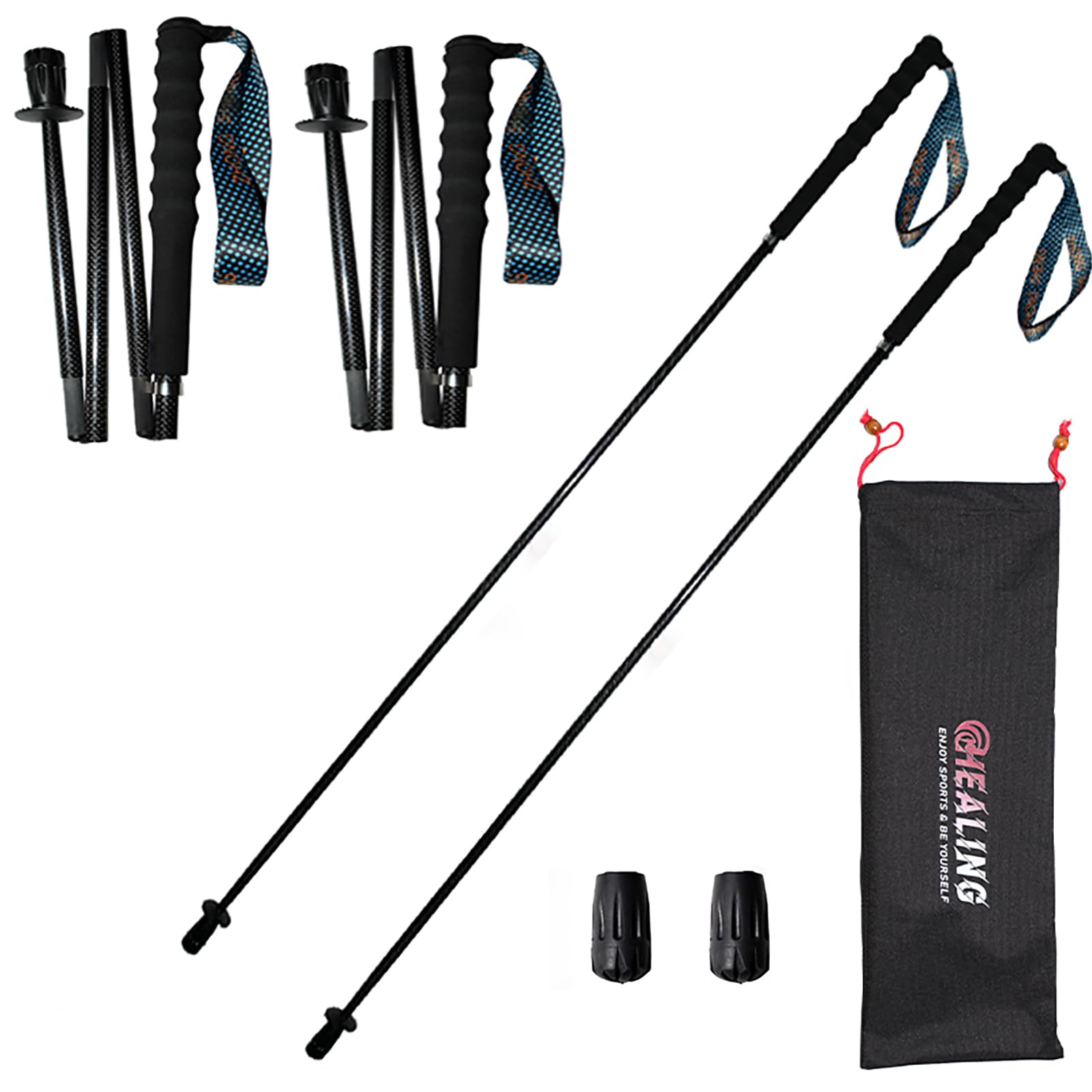 トレッキングポール カーボン 折畳み【超軽量115g/125g/130G】炭素繊維 登山 ポール 5節 2本セット 110/120/130 cm ハイキングポール 滑り止め コンパクト 遠足 登山用品 徒歩 キャップ 吸湿発散性に 収納バッグ付 男女兼用 オフロード(人気登山ブロガー絶賛推薦！)｜日用雑貨NEWPRODUCT 7,319円