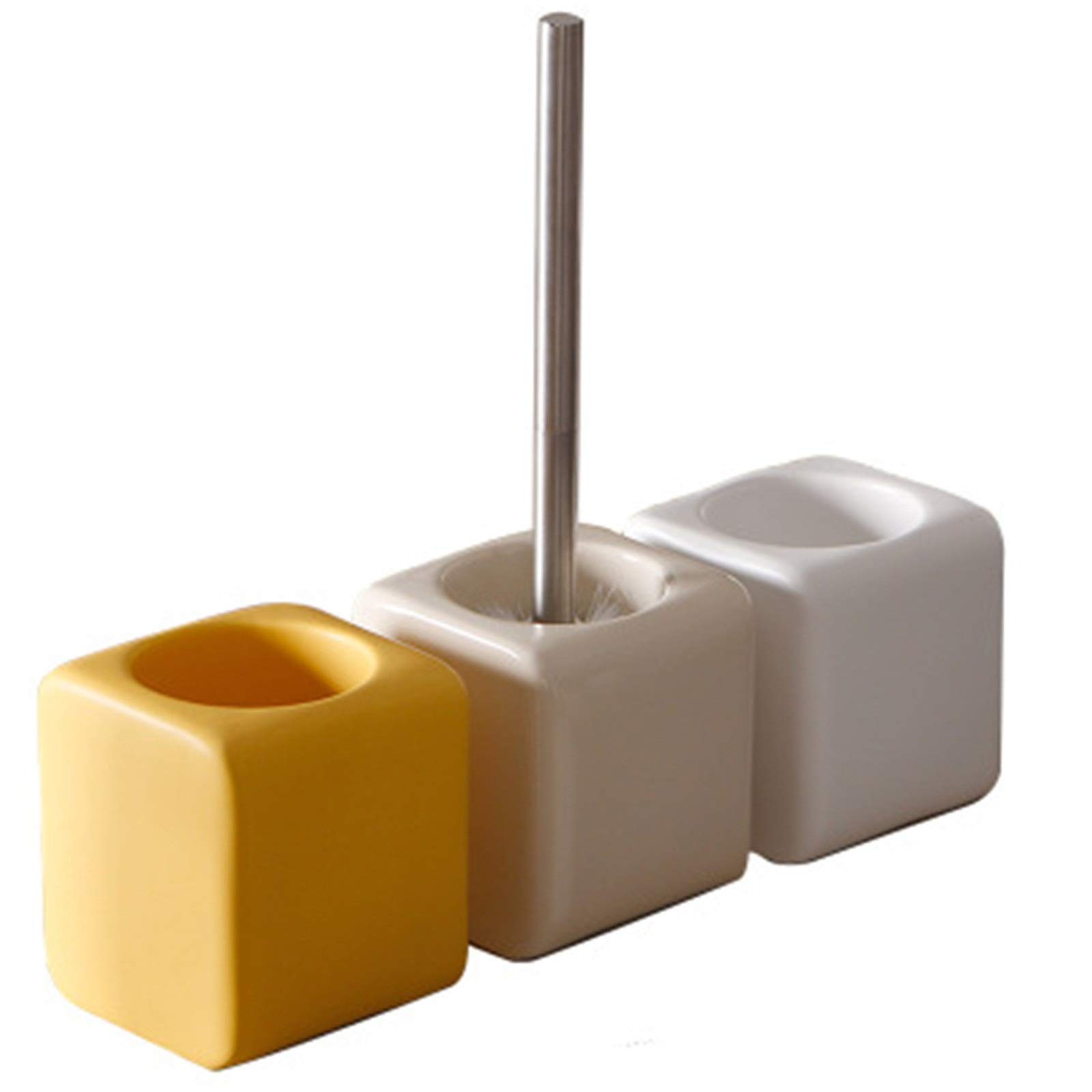 幼児用便器の毛はらい セラミッククリエイティブトイレブラシセット身寄り用幼児用便器打ち抜くロングハンドルクリーニングブラシ 幼児用便器のブラシバスルーム用(Yellow)