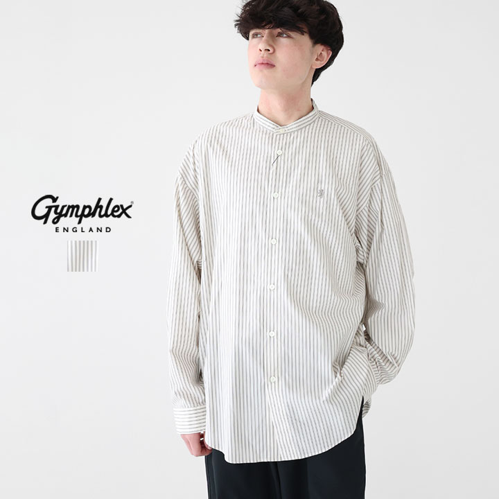 GYMPHLEX ジムフレックス|タイプライター バンドカラー 長袖シャツ GY-B0407CSG