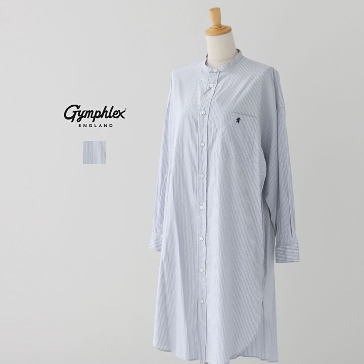 楽天市場】GYMPHLEX ジムフレックス リネンクロス バンドカラー シャツ