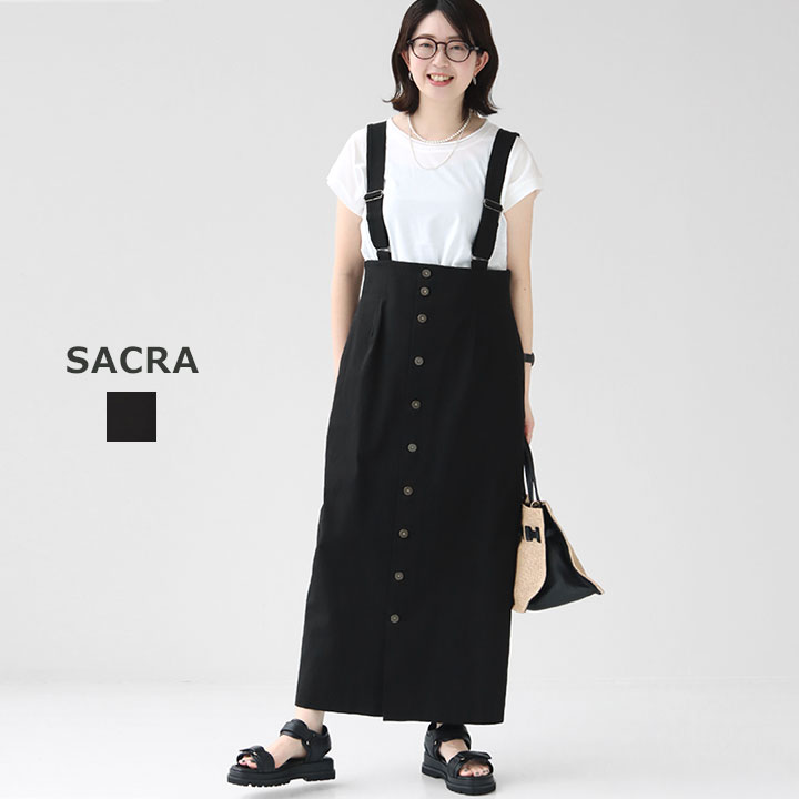 SACRA サロペット　黒 SACRA（ファッション） SALE！サクラ SACRA アセテート ブライト