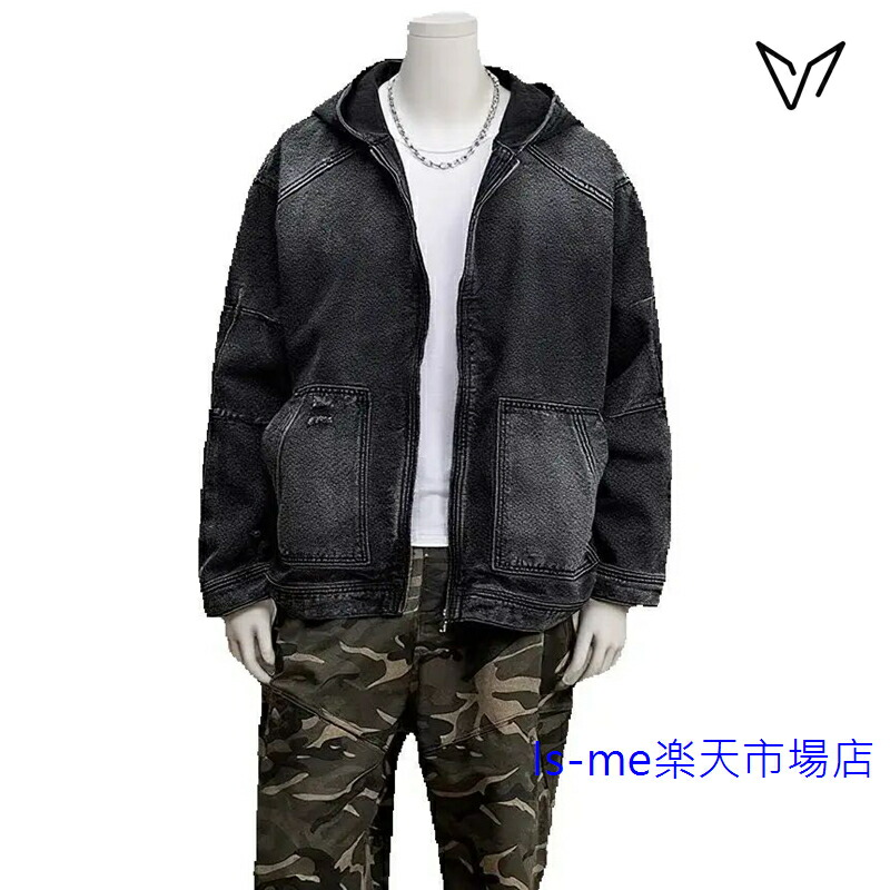 【百貨店SALE】VEIDOORN 秋冬 メンズ 黒いこと ウォッシュド ジーンズ上衣 ヴィンテージ ボンネット付き添い人 細工物御召しもの 厚地の外套 表どおり御召しもの 心地好い表現スタイル