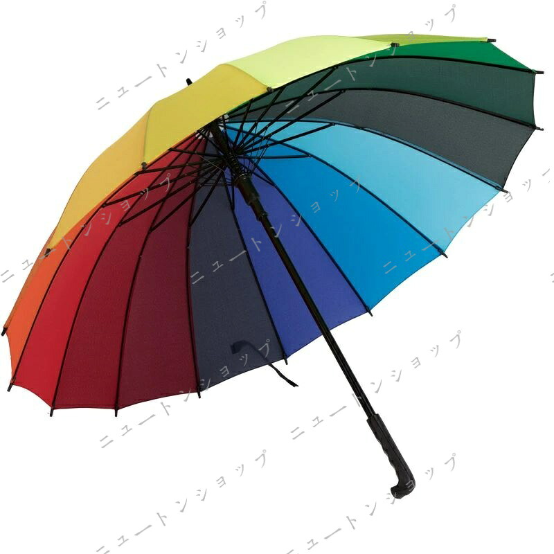 【百貨店SALE】長傘 レディース メンズ 長柄 コウモリ傘 ビッグ大きさ 虹色 差しわたし100糎 長傘 折れない オシャレ お上さん用 16本骨 今めかしい 愛くるしげ 好いたらしいめ 名取り草手動開閉式 気が大きい長傘