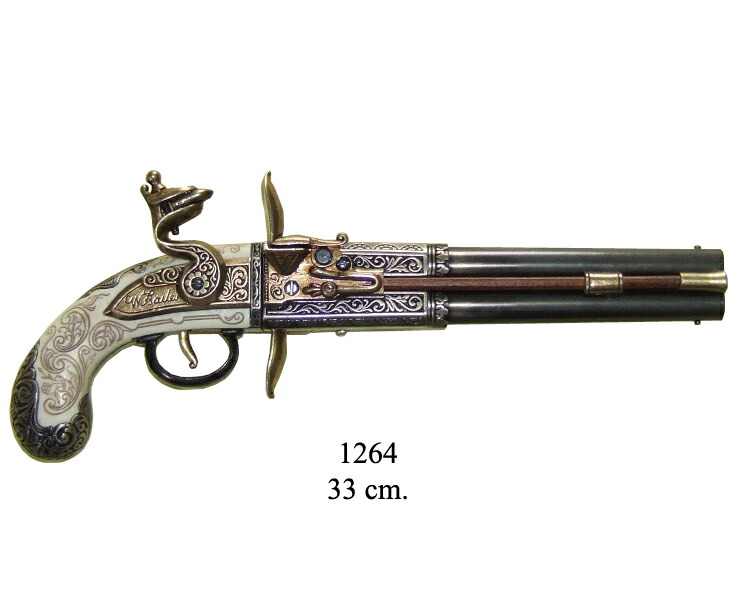 楽天市場】☆DENIX ダブルバレル 回転式フリントロックピストル