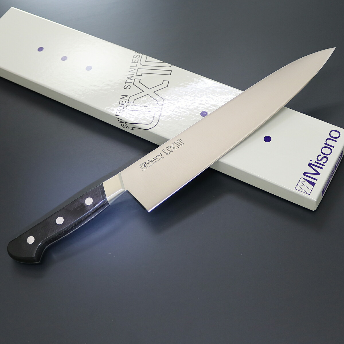 【ギフト対応可】ミソノ 【MISONO】 UX10 牛刀 270mm No.714 選べる無料ラッピング キッチン用品 キッチングッズ 調理器具 料理道具 調理用品 切れ味抜群 よく切れる 家庭用 業務用 洋包丁 庖丁 肉 牛肉 下処理 両刃