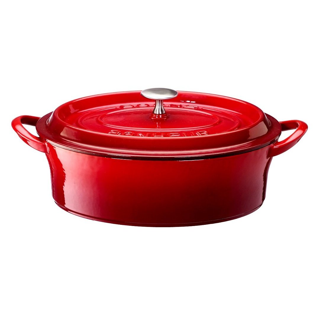 ボン・ボネール 【BONNE BONHEUR】 ココットオーバル 17cm レッド キッチングッズ 調理道具 調理用品 無水 炊飯 両手鍋 鋳物 キッチン用品 おしゃれ 人気 シンプル アウトドア キャンプ 電磁調理器 IH オーブン|ニューワールドネット名品倶楽部