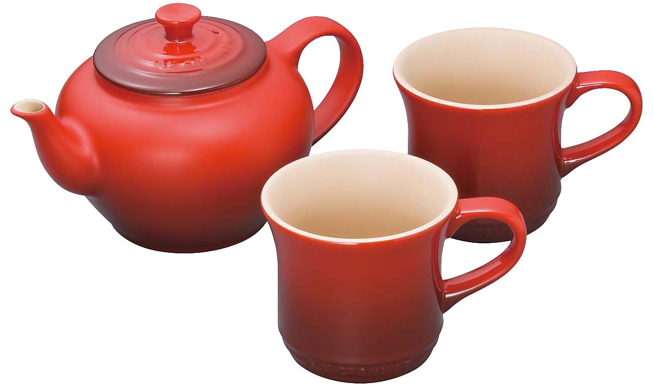 【差し上げ物相応う可】ルクルーゼ 【LE CREUSET】 \u003cBr\u003eティーポット＆マグカップ(SS)(2個入り口・入口)仕掛ける 910296-00 選べる無料ラッピング 洋食器 茶の葉 アフヌン 紅茶備品 愛くるしげ 一般受け オシャレ 差し上げ物 差し上げ物 オレンジ色 サクラ色 赤 赤いこと 喫茶店 雑貨