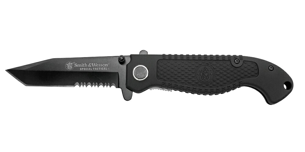 【ギフト対応可】 スミス&ウェッソン / Smith & Wesson S&W STチーム タントー 半波 ブラック CKTACBS 選べる無料ラッピング アウトドアナイフ サバイバルナイフ キャンプ 折りたたみナイフ フォールディングナイフ コンパクト 切れ味抜群 よく切れる
