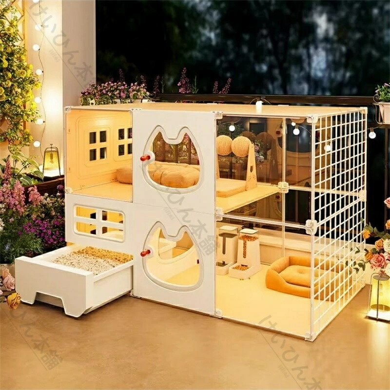 猫 ケージ トイレ付き猫用 室内猫小屋 快適なスペース 室内用ペット用品特大キャットケージ キャットヴィラ 広々自由スペース 室内用 トイレ一体型 1 部屋 1 リビング 1 トイレ付き 猫ハウスハウス 多頭飼い お洒落 高級キャットケージ インテリア 通気性が良い 脱走防止｜NEWYOKU