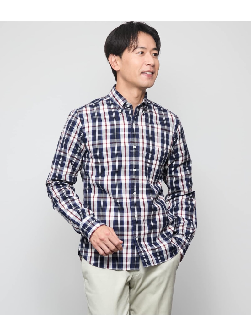ピケ ニューヨーカータータン 長袖ショートボタンダウンシャツ NEWYORKER MEN ニューヨーカー トップス シャツ・ブラウス ネイビー【送料無料】[ Fashion]