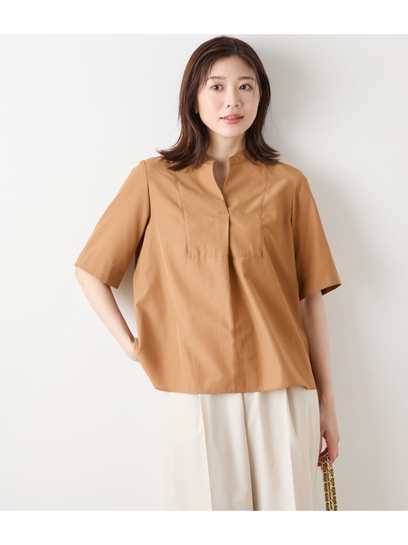 【SALE／30%OFF】TCともし火タンプラー 5分袖ビブフロントスキッパーシャツ NEWYORKER WOMEN ニューヨーカー トップス プルオーバー・トップ 赤銅色 米国海軍【RBA_E】【貨物輸送無料】[ Fashion]
