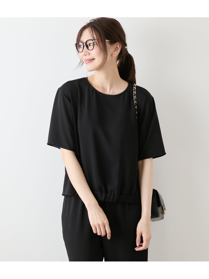 【SALE／30%OFF】ポリエステルダブルクロス フロントギャザーブラウス NEWYORKER WOMEN ニューヨーカー トップス プルオーバー・トップ 黒いこと 緑であること【RBA_E】【貨物輸送無料】[ Fashion]