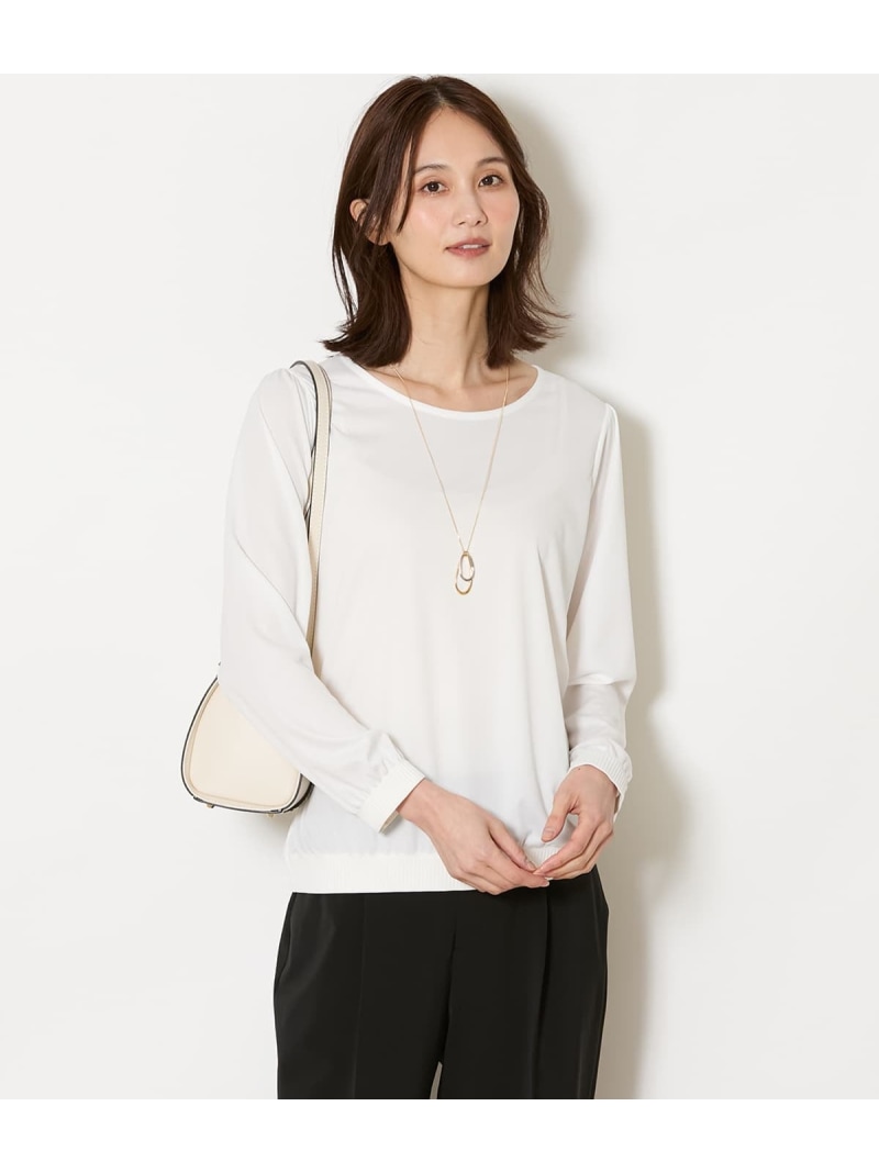 【SALE／50%OFF】【L】ポリエステルスムース シャーリングTトップ NEWYORKER WOMEN L-SIZE ニューヨーカー エル大きさ トップス カットソー・プルオーバー 白いこと【RBA_E】【貨物輸送無料】[ Fashion]