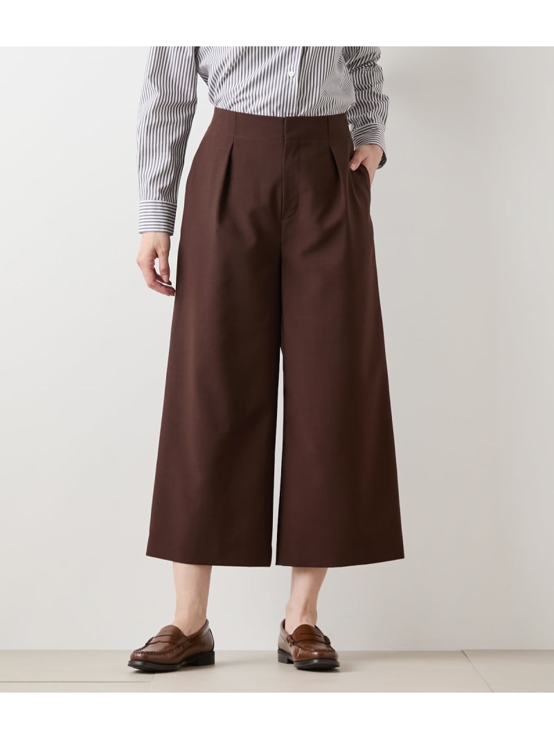 【SALE／28%OFF】【L】ウーステッドポリエステル ワンタックガウチョパンツ NEWYORKER WOMEN L-SIZE ニューヨーカー エルサイズ パンツ その他のパンツ ネイビー【RBA_E】【送料無料】[ Fashion]｜NEWYORKER