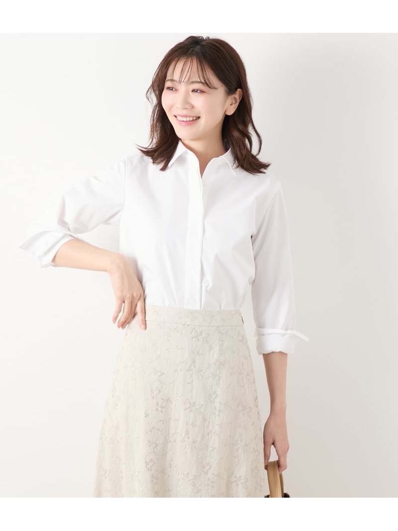 【SALE／40%OFF】コットンポリブロード 比翼シャツ NEWYORKER WOMEN ニューヨーカー トップス シャツ・ブラウス ホワイト【RBA_E】【送料無料】[ Fashion]