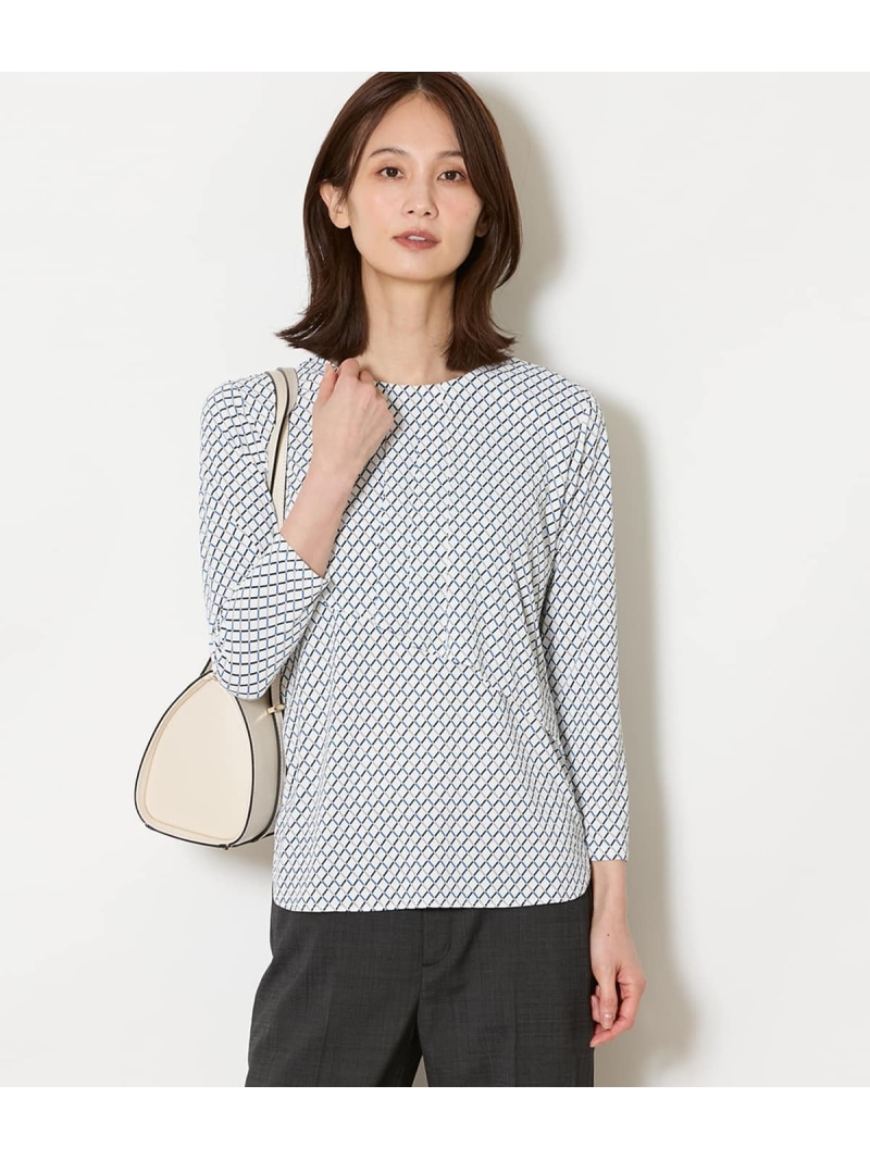 ポリエステル強撚スムース ドレープブラウス NEWYORKER WOMEN ニューヨーカー トップス カットソー・Tシャツ ネイビー ホワイト【送料無料】[ Fashion]
