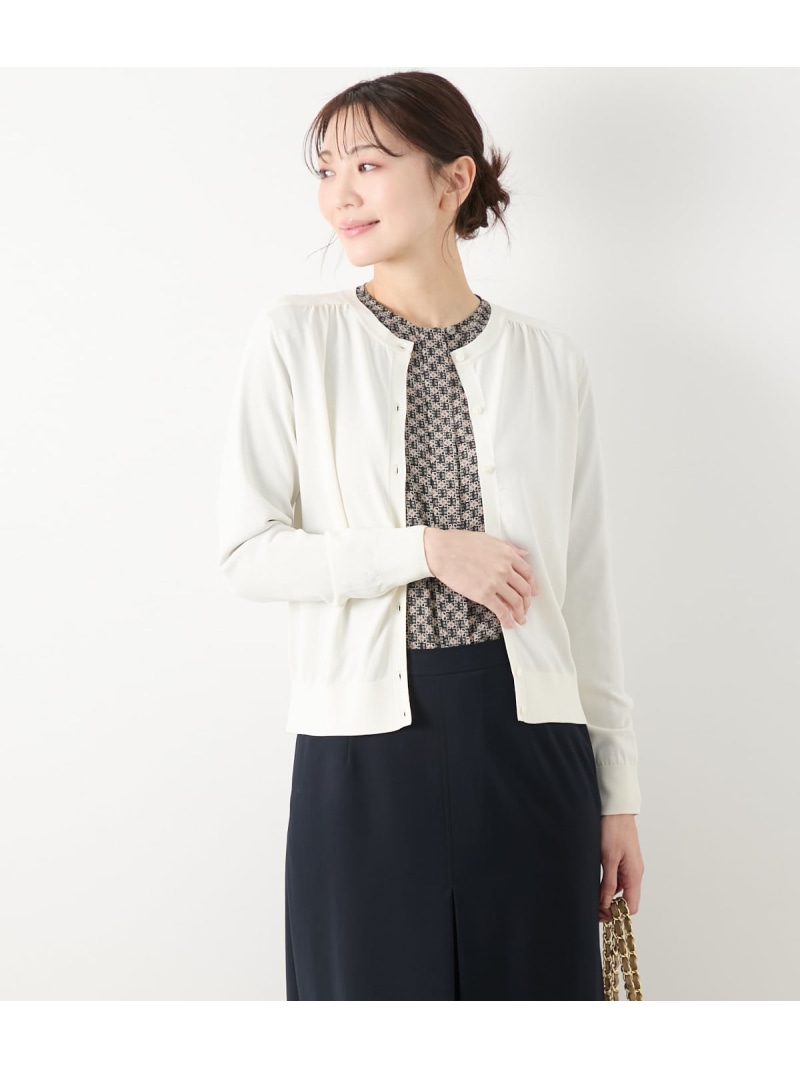 【SALE／59%OFF】【L】アセテートナイロン天竺 クルーネックカーディガン NEWYORKER WOMEN L-SIZE ニューヨーカー エル大いさ トップス ジレー 白いこと【RBA_E】【貨物輸送無料】[ Fashion] カーディガン・ボレロ-トップス-レディースファッション