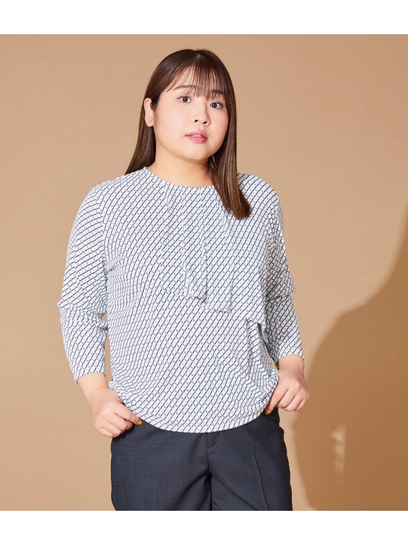 【L】ポリエステル強撚スムース ドレープブラウス NEWYORKER WOMEN L-SIZE ニューヨーカー エルサイズ トップス カットソー・Tシャツ ホワイト ネイビー【送料無料】[ Fashion]