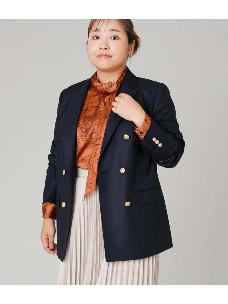 【L】PREMIUM CLOTH Beyond ダブルブレストブレザー NEWYORKER WOMEN L-SIZE ニューヨーカー エルサイズ ジャケット・アウター テーラードジャケット・ブレザー ネイビー【送料無料】[ Fashion]