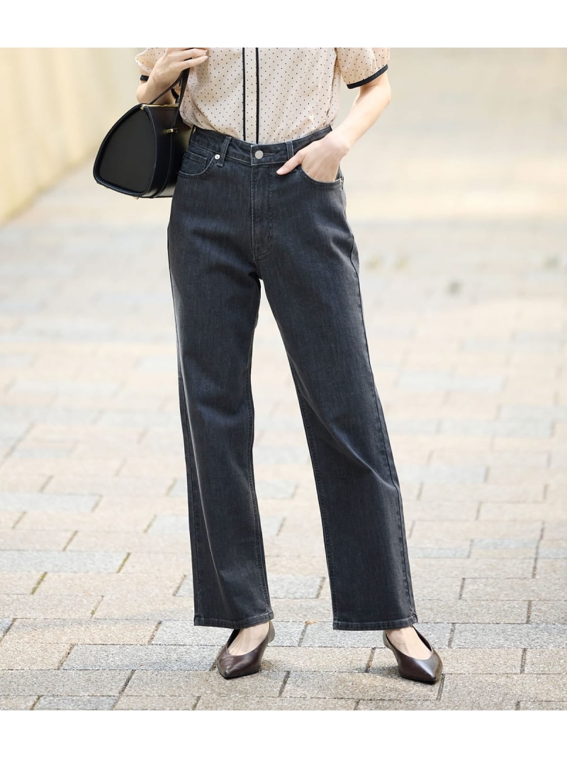 【ストレッチ】EDWIN 11オンスストレートブラックデニムパンツ NEWYORKER WOMEN ニューヨーカー パンツ ジーンズ・デニムパンツ ブラック【送料無料】[ Fashion]｜NEWYORKER