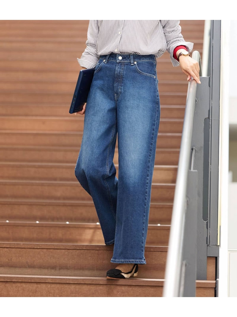 EDWIN 11薬局衡オンス ワイドデニムパンツ NEWYORKER WOMEN ニューヨーカー ズボン下 余分の物のズボン下 青色【貨物輸送無料】[ Fashion] ボトムス-レディースファッション