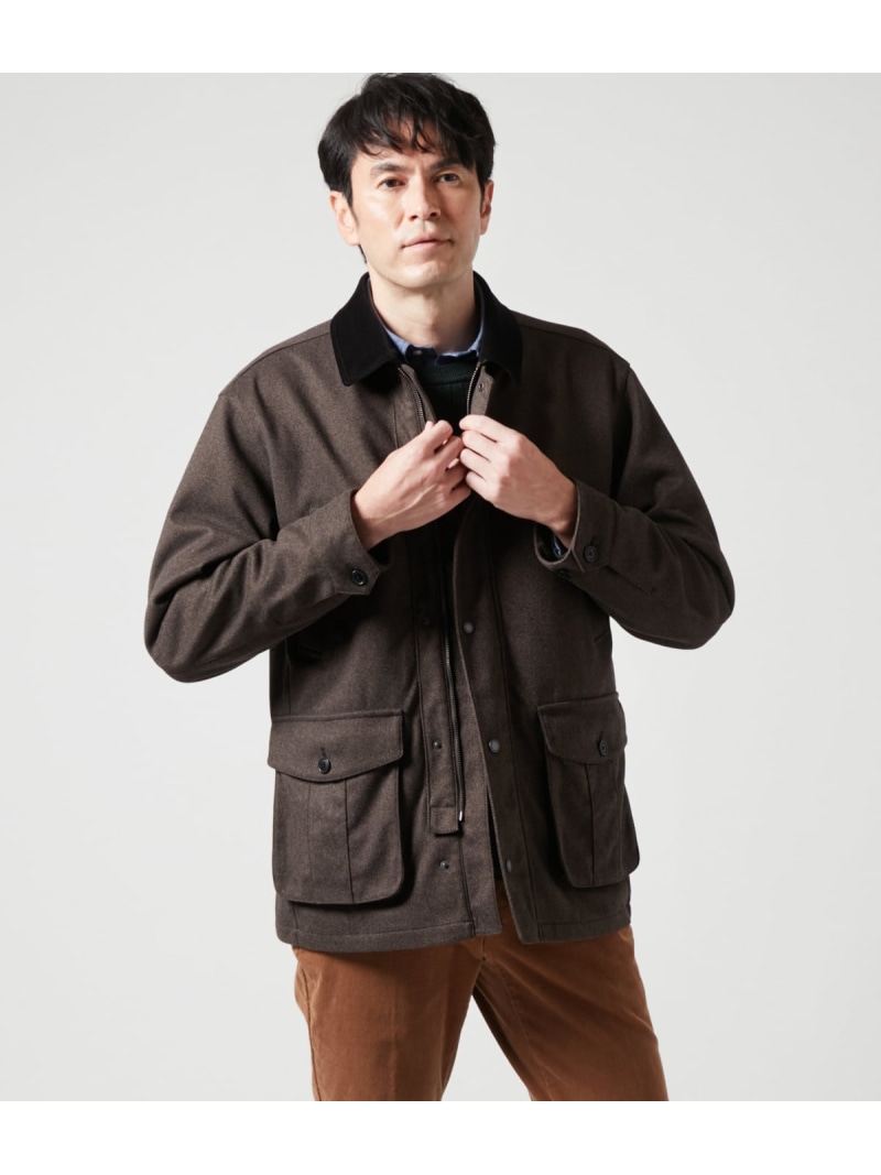 【SALE／50%OFF】フランネルニットツイル シティーフィールド ミリタリーアウター NEWYORKER MEN ニューヨーカー ジャケット・アウター ブルゾン・ジャンパー ブラウン【RBA_E】【送料無料】[ Fashion] 16,863円
