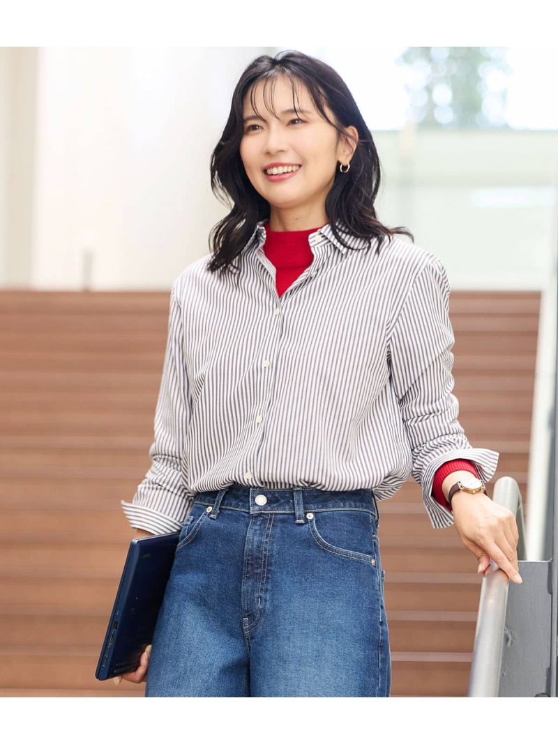 【SALE／23%OFF】【L】ロンドンストライプ レギュラーカラー長袖シャツ NEWYORKER WOMEN L-SIZE ニューヨーカー エルサイズ トップス シャツ・ブラウス【RBA_E】【送料無料】[ Fashion]
