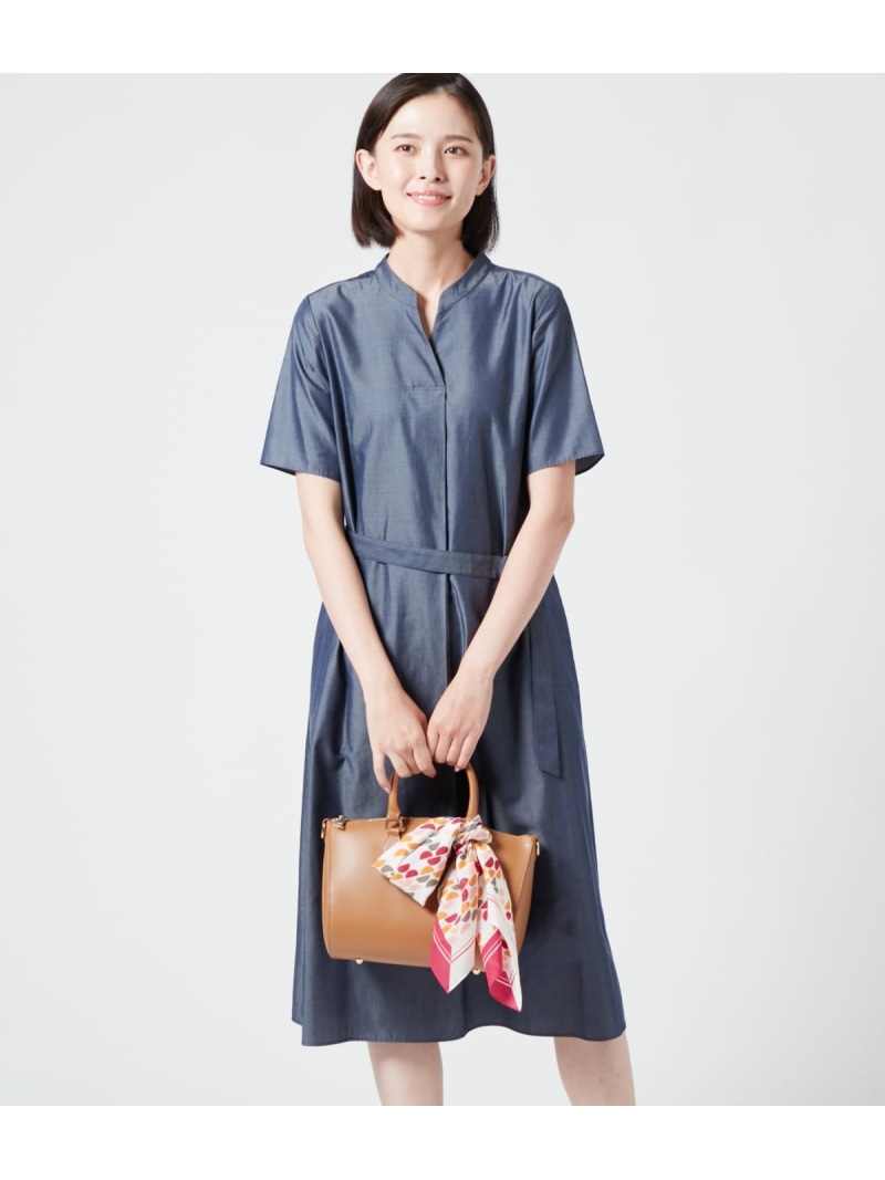 【SALE／14%OFF】ソフトダンガリー 共地ベルト付き半袖ワンピース NEWYORKER WOMEN ニューヨーカー ワンピース・ドレス ワンピース ネイビー【RBA_E】【送料無料】[ Fashion] 14,058円