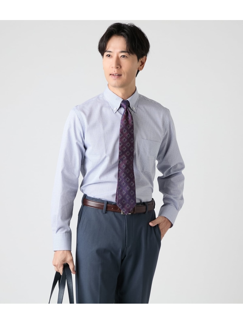 【SALE／30%OFF】NY CARE FREE グラフチェック 長袖ボタンダウンシャツ NEWYORKER MEN ニューヨーカー トップス シャツ・ブラウス ネイビー【RBA_E】【送料無料】[ Fashion]