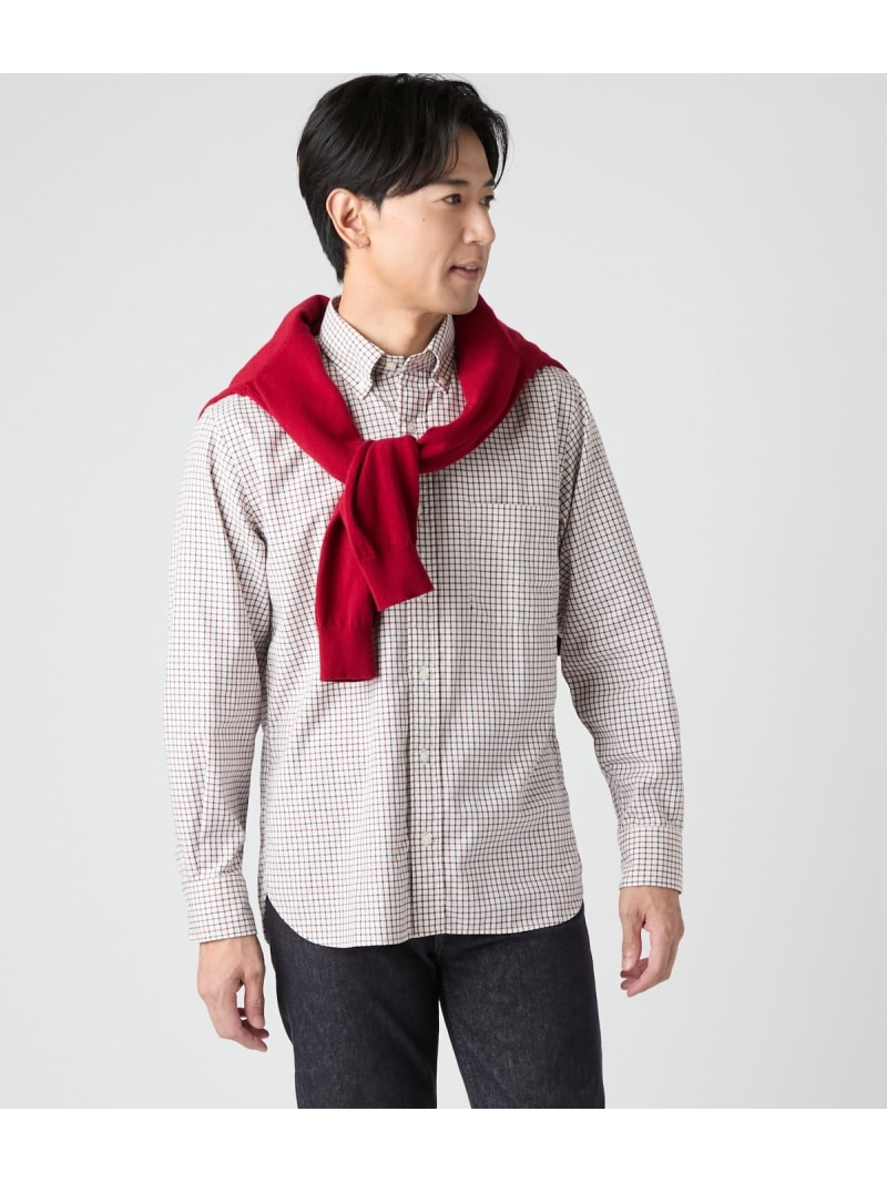 【SALE／30%OFF】タッタソールチェック 長袖ショートボタンダウンシャツ NEWYORKER MEN ニューヨーカー トップス シャツ・ブラウス ブルー レッド【RBA_E】【送料無料】[ Fashion]