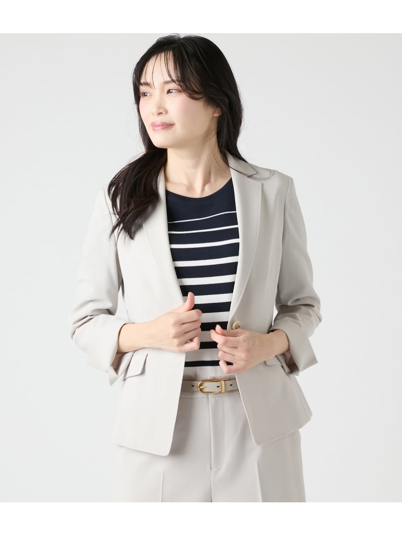 【SALE／50%OFF】ウォッシャブルストレッチ ノッチドラペル1釦ジャケット NEWYORKER WOMEN ニューヨーカー ジャケット・アウター テーラードジャケット・ブレザー ベージュ ネイビー【RBA_E】【送料無料】[ Fashion]