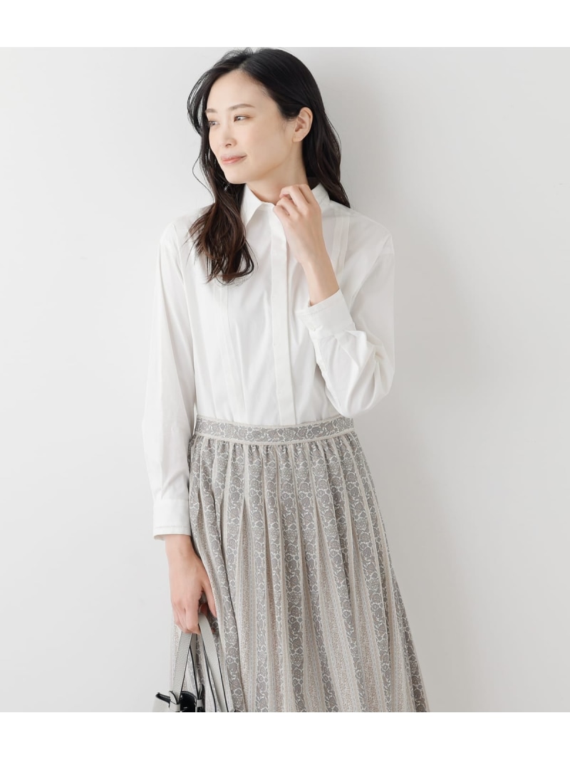 【SALE／38%OFF】【L】コンパクトブロード ハシゴレース比翼シャツ NEWYORKER WOMEN L-SIZE ニューヨーカー エルサイズ トップス シャツ・ブラウス ホワイト【RBA_E】【送料無料】[ Fashion]