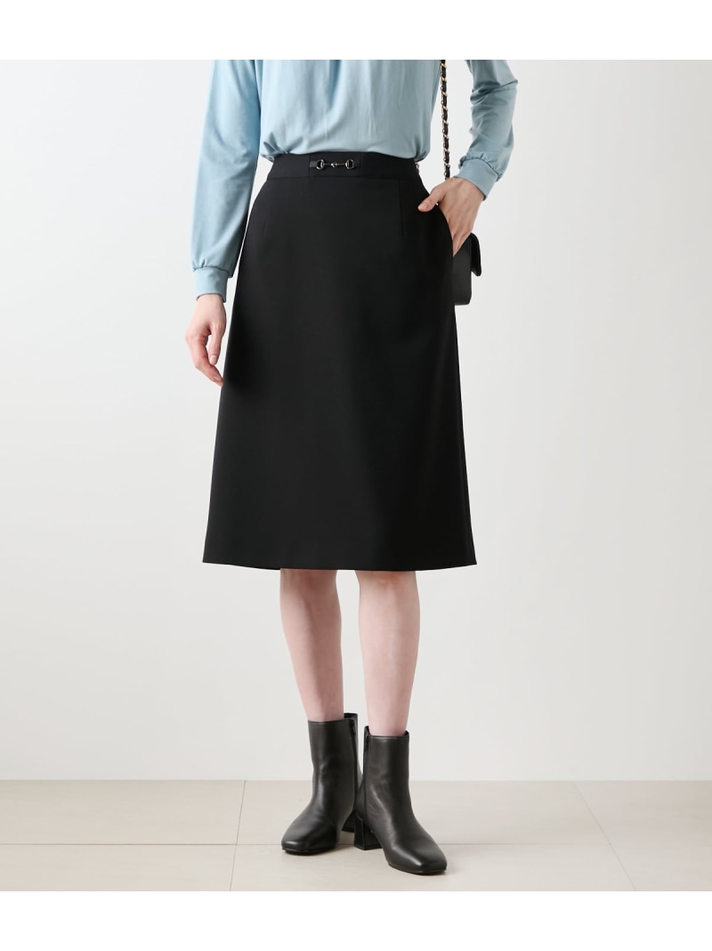 【SALE／50%OFF】ギャバライクポリエステル ビット付き添い人A伝達ルートスコート NEWYORKER WOMEN ニューヨーカー スコート 余分の物のスコート 黒いこと 赤銅色【RBA_E】【貨物輸送無料】[ Fashion]