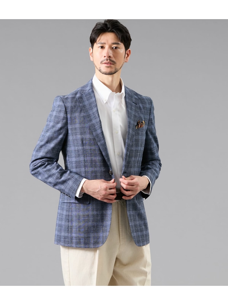 REDA ATTITUDE Canvas チェック ジャケット NEWYORKER MEN ニューヨーカー ジャケット・アウター テーラードジャケット・ブレザー ブルー【送料無料】[ Fashion]