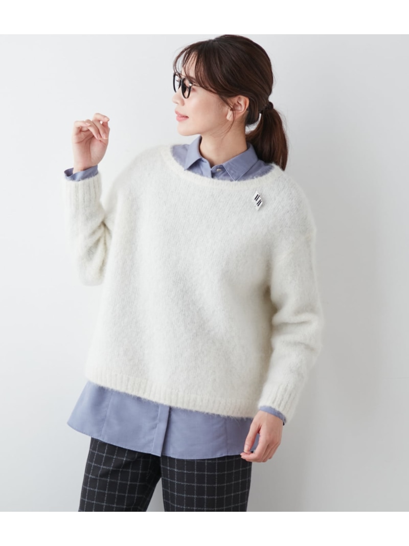 【SALE／50%OFF】アルパカナイロン天竺 ボートネックプルオーバー NEWYORKER WOMEN ニューヨーカー トップス ニット ホワイト【RBA_E】【送料無料】[ Fashion]｜NEWYORKER