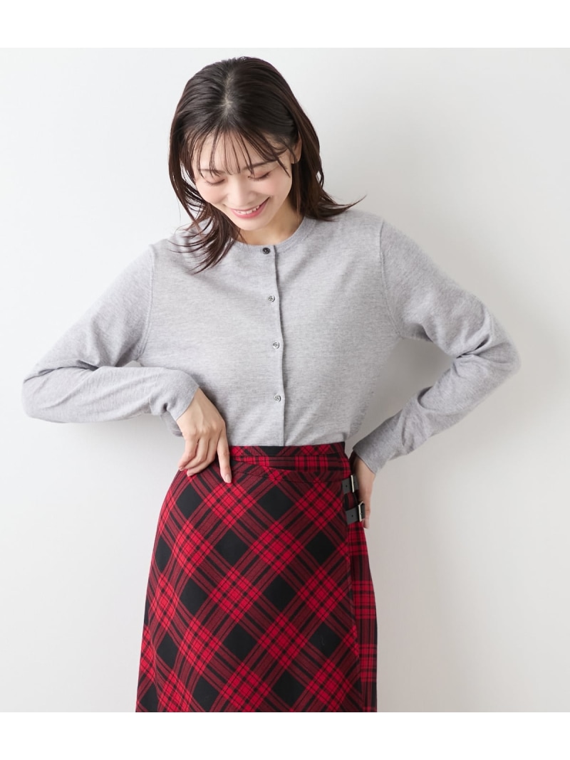 【SALE／25%OFF】【室内用便器能力のある】現ナマ羊毛 クルーネックカーディガン NEWYORKER WOMEN ニューヨーカー トップス ジレー さくら色 米国海軍 パープル【RBA_E】【貨物輸送無料】[ Fashion]